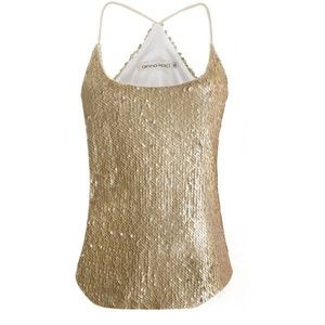 Matte Gold Sequin Racerback Tank MED
